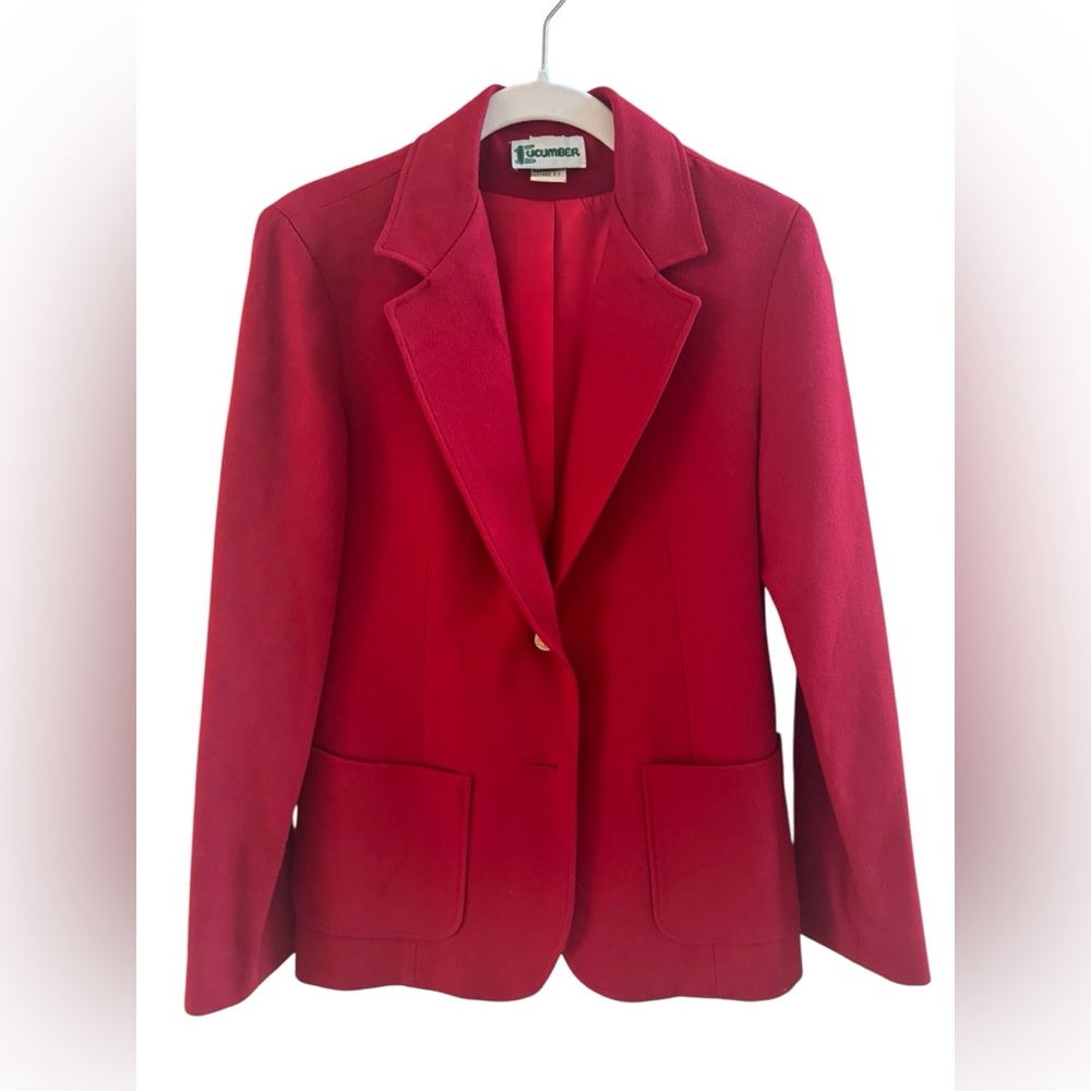 Rare find Vintage Women Cucumber  Red Wool Blazer Size 9